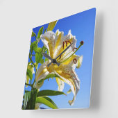 Horloges murales fleurs de lys blanc jaune lys (Angle)