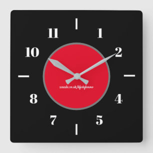 Horloges murales - Fond noir cercle rouge moderne