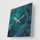 Horloges murales - Marbre bleu et Turquoise avec V (Angle)