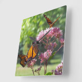 Horloges murales papillons monarques sur fleurs vi (Angle)