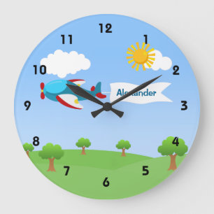 Horloges murales pour garçon bannière d'avion