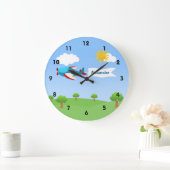 Horloges murales pour garçon bannière d'avion (Maison)