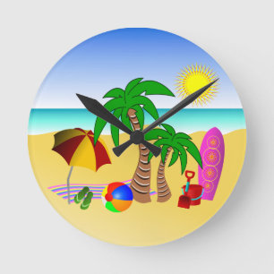 Horloges murales rondes bleues moyennes de surf de