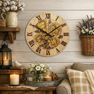 Horloges murales - Roses jaunes
