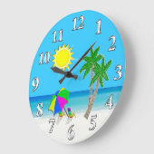 Horloges murales turquoise gaies Thème de plage (Angle)