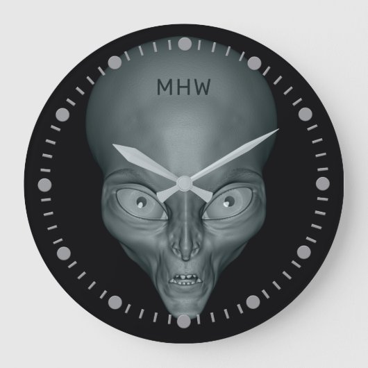 Horloges murales UFO Alien avec monogramme personn (Recto)