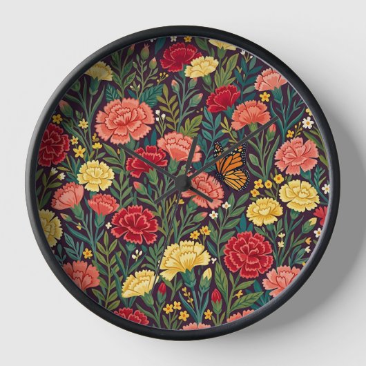 Horloges Papillons Œillets Art Populaire Abstrait (Recto)