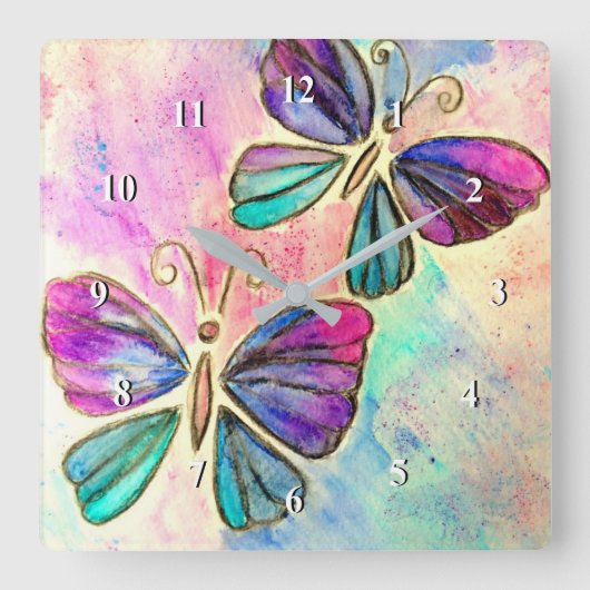 Horloges Papillons Volants - Aquarelle (Recto)