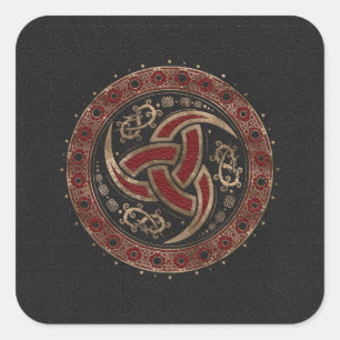 Horn Black en rood leder en goud van Odin Vierkante Sticker