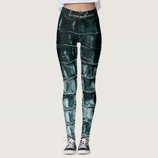 "HORNBACK" ALLIGATOR BLAUWGROEN LEGGINGS (Voorkant)
