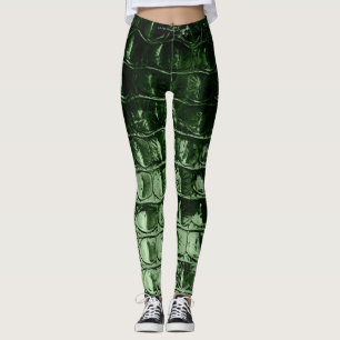 "HORNBACK" ALLIGATOR LEATHER PINE GREEN LEGGINGS