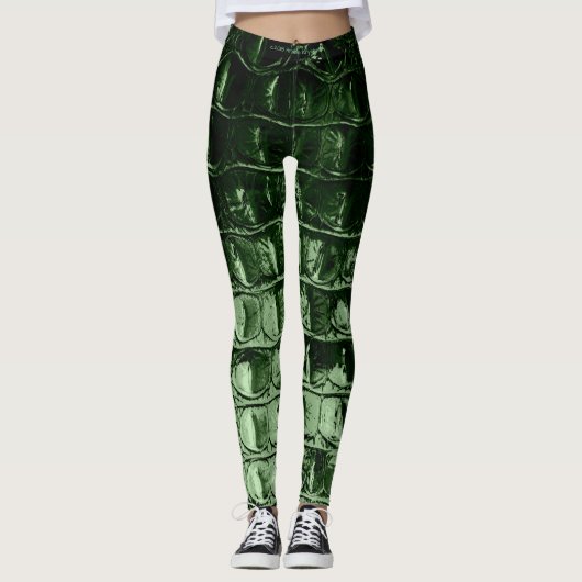 "HORNBACK" ALLIGATOR LEATHER PINE GREEN LEGGINGS (Voorkant)