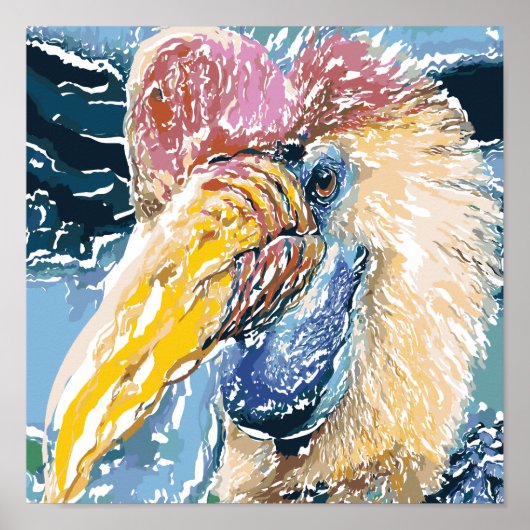 Hornbill Abstract Poster met tropisch vogelformaat (Voorkant)