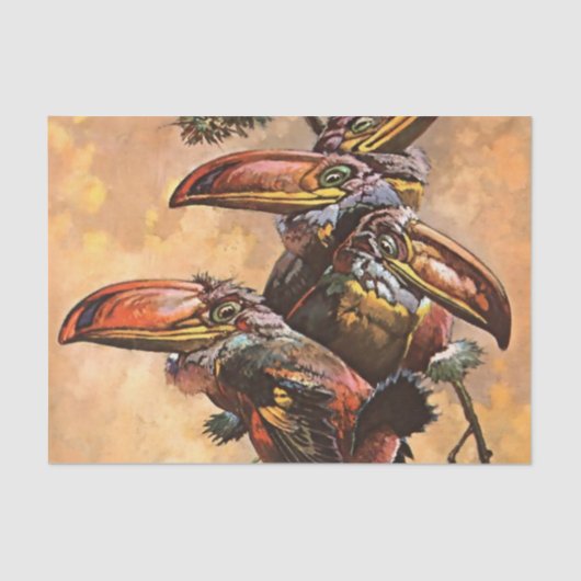 “Hornbills” Fantasie Kunst van Harry Rountree Tissuepapier (Voorkant)