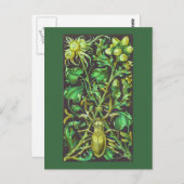 Horned Beetle in Gold en Green  Print Briefkaart (Voorkant / Achterkant)