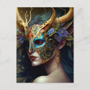 Horned Elf Woman Fantasy Art Briefkaart