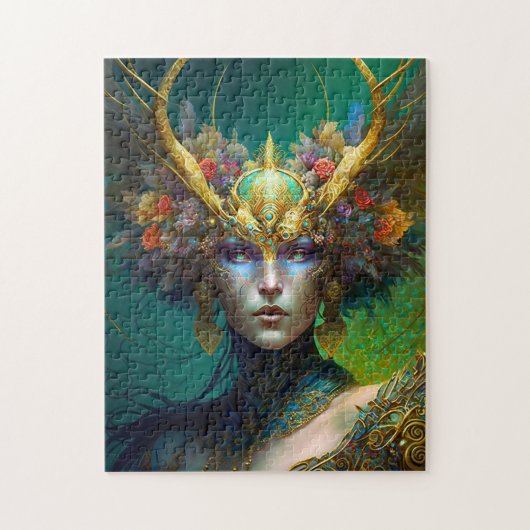 Horned Elf Woman Fantasy Art Jigzaag Puzzle Legpuzzel (Verticaal)