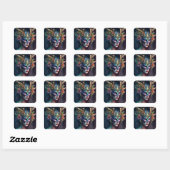 Horned Elf Woman Fantasy Art Square Sticker (Vel)