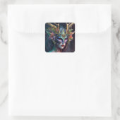 Horned Elf Woman Fantasy Art Square Sticker (Tas)