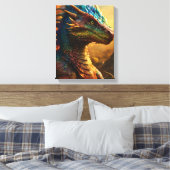Horned Guardian: De Mythische Monitor Dragon" Canvas Afdruk (Insitu (Slaapkamer))