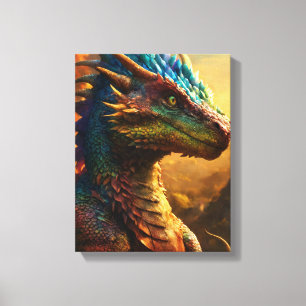 Horned Guardian: De Mythische Monitor Dragon" Canvas Afdruk