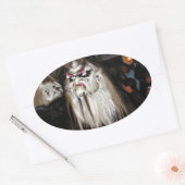 Horned Japans duivelmasker Ovale Sticker (Envelop)