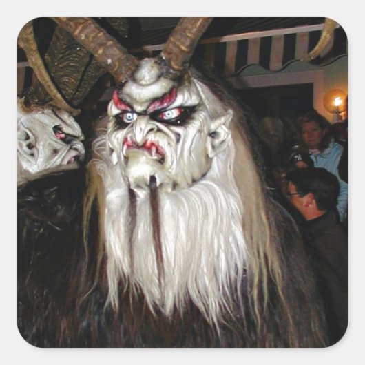 Horned Japans duivelmasker Vierkante Sticker (Voorkant)