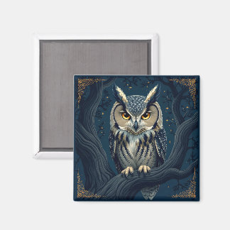 Horned owl at night magneet