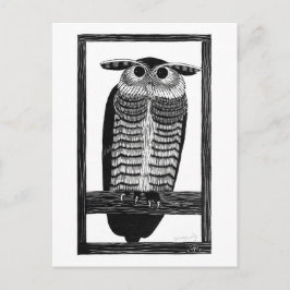 Horned Owl - Black and White Art Briefkaart