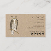 Horned Owl Naturalist Guide Birdwatcher Hike KRAFT Visitekaartje (Achterkant)