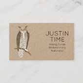 Horned Owl Naturalist Guide Birdwatcher Hike KRAFT Visitekaartje (Voorkant)