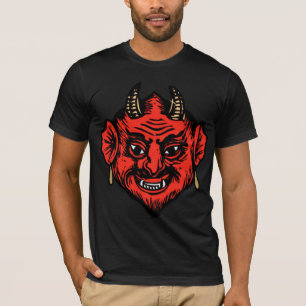 Horned Red Satan Devil Face T-shirt