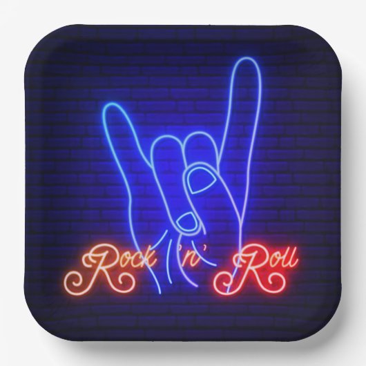Horns Up Rock 'n Roll Square Papieren Bordje (Voorkant)