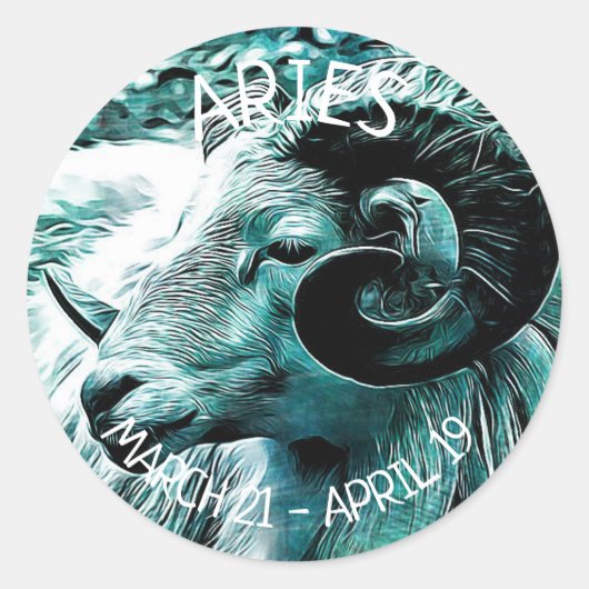 Horoscoop-teken Aries Ronde Sticker (Voorkant)