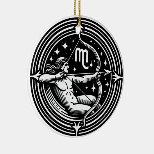 Horoscoop Teken Boogschutter Symbool en Eigenschap Keramisch Ornament (Rechts)