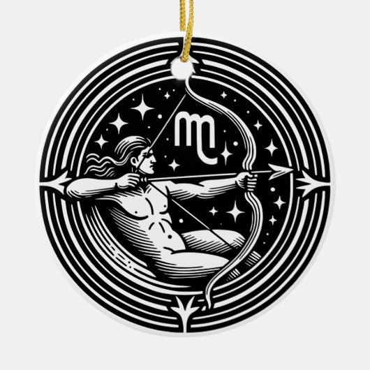 Horoscoop Teken Boogschutter Symbool en Eigenschap Keramisch Ornament (Voorkant)