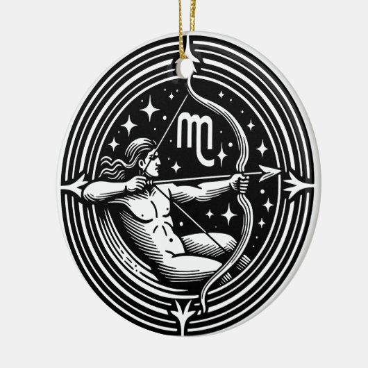Horoscoop Teken Boogschutter Symbool en Eigenschap Keramisch Ornament (Links)