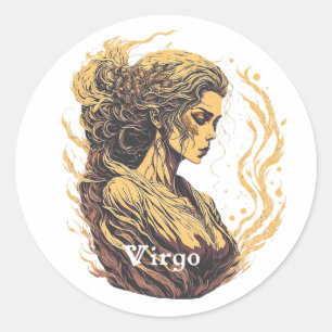 Horoscoop teken Maagd Ronde Sticker