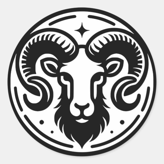 Horoscoop teken Ram symbool Ronde Sticker (Voorkant)