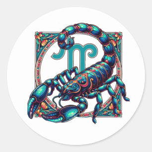 Horoscoop Teken Schorpioen Blauwe schorpioen Ronde Sticker