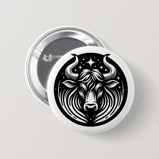 Horoscoop Teken Stier Symbool Ronde Button 5,7 Cm (Voorkant /achterkant)