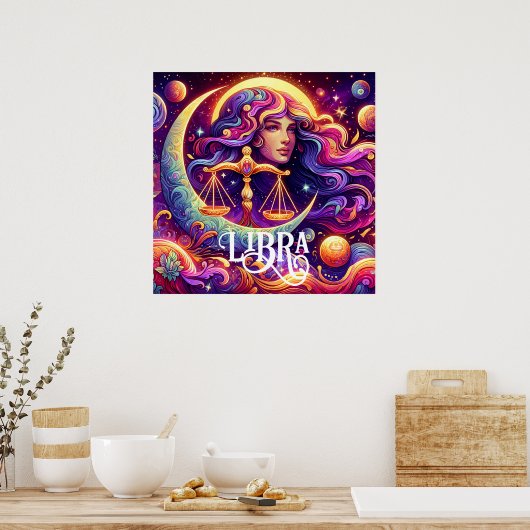 Horoscoop Teken Weegschaal Zodiac Etherische Mysti Poster (Keuken)