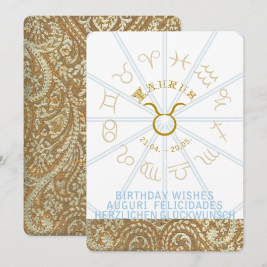 HOROSCOOP ~ Verjaardag Uitnodigen - Stier Kaart (Voorkant / Achterkant)