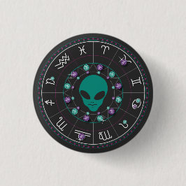 Horoscope Alien Ronde Button 3,2 Cm
