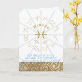 HOROSCOPE ~ Carte de voeux Anniversaire Pisces (Fleur jaune)