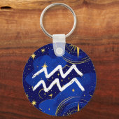 Horoscope Sign Aquarius Symbol Sleutelhanger (Achterkant)