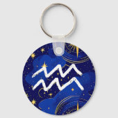Horoscope Sign Aquarius Symbol Sleutelhanger (Achterkant)