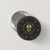 Horoscope Zodiac Alien Ronde Button 3,2 Cm (Voorkant /achterkant)