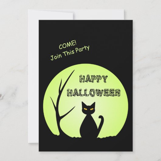 Horreur Chat Halloween Fête Invitation (Devant)