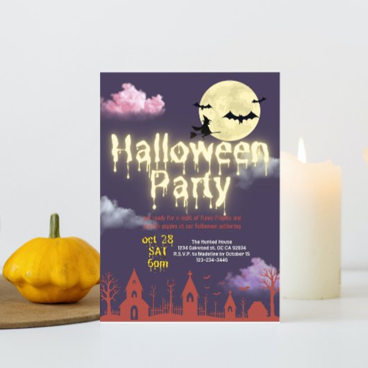 Horreur nuit mignonne Halloween invitations fêtes